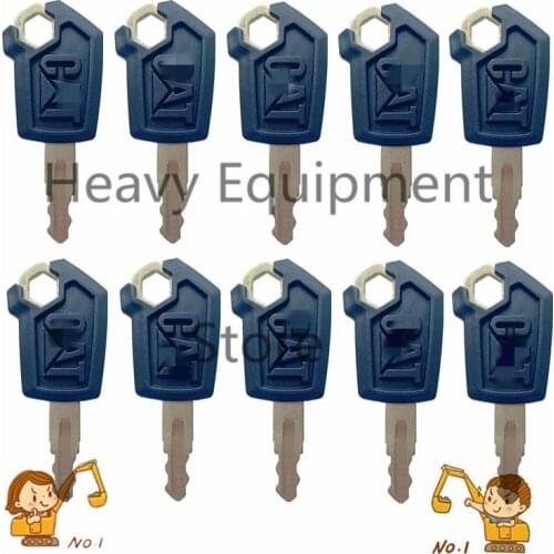 10PCS Copper Key For Caterpillar 5P8500 Heavy Equipment Ignition Loader Dozer Metal & Plastic Black & Gold free shipping