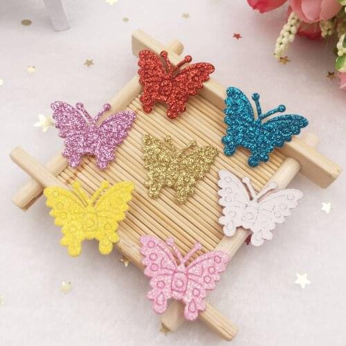100pcs mix Glitter Paillette Leather cute Butterfly Applique Patches Wedding DIY Hair Clip Accessories Craft Supplies SE087*2