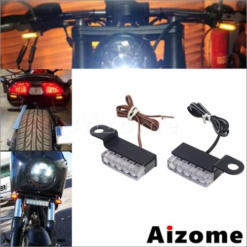 2pcs Universal Mini LED Motorcycle Turn Signal 12V Waterproof Amber Brake Light Signal Lamp For Cafe Racer Scooter Cruiser Moto