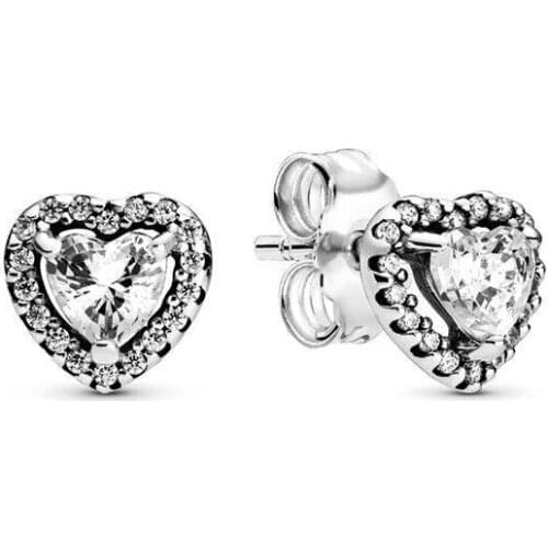 2021 New Free Shipping Authentic 925 Sterling Silver Elevated Heart Stud Earrings For Original Women DIY Jewelry S925 Earring