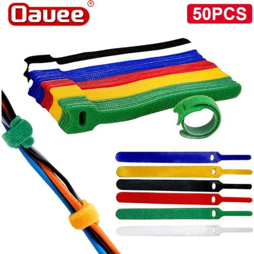 50Pcs Reusable Cable Ties Cord Nylon Organiser Tool Self Adhesive Clip Holder Ties Strap And Loop Cable Ties Multiple Colour