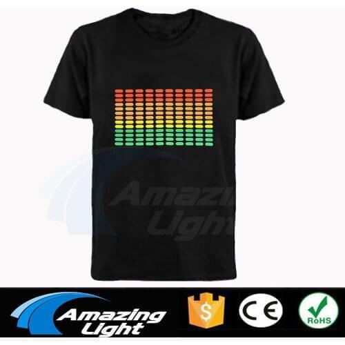 51pcs/lot Hot sale Unisex 100%Cotton LED T Shirts Equalizer Sound Activated EL T shirt DJ Glowing Lighting Led T-shirt 3DT-shirt