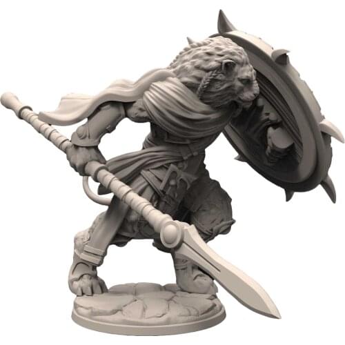 56mm Resin Model Lion Man Guard Warrior Figure Unpainted DW-015