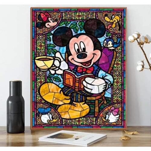 5D Diamond Painting Disney Mickey Mouse Diamond Embroidery Reflection Pictures Of Rhinestones Mosaic Home Decor