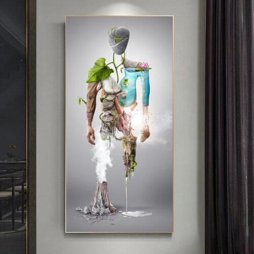 Abstract Stone Wooden Leaves Figure Art Canvas Painting Wall Art Posters Prints Wall Pictures for Living Room Home Cuadros Decor