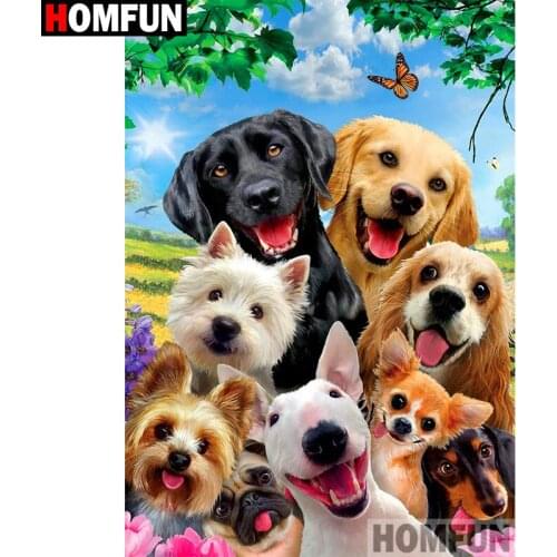 HOMFUN Full Square/Round Drill 5D DIY Diamond Painting "Animal dog" 3D Diamond Embroidery Cross Stitch Home Decor A20069