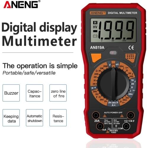 ANENG AN819A Digital Multimeter AC/DC true rms Tester Voltmeter multimetro Data retention Diode measurement