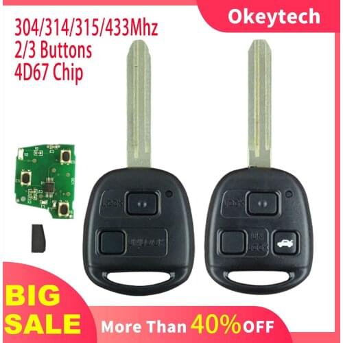 OkeyTech 2/3BT Car Remote Key for Toyota Camry Land Cruser 120 Prado 304/314/315/433Mhz 4D67Chip FCC 60030/48110/50171/HYQ12BBT