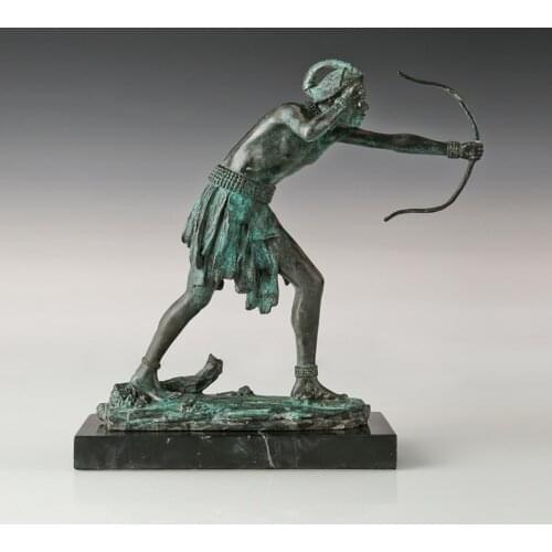 Bronze Indian Hunter Statue Sculpture Vintage Hot Casting Art Collection Home Decor