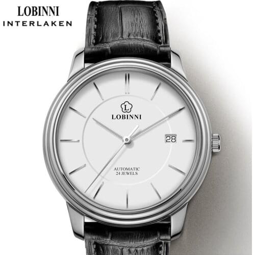 LOBINNI Luxury Genuine Leather Men Automatic Watches Sapphire Glass Waterproof Watch Men Luxury Business Mechanical Wristwatch