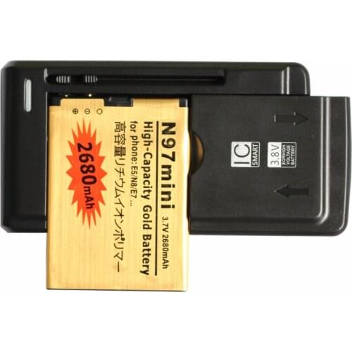 Ciszean 2680mAh BL-4D BL 4D BL4D Gold Replacement Battery + Universal Charger For Nokia N97 Mini N8 N8-00 E5 E5-00 E7 803 808