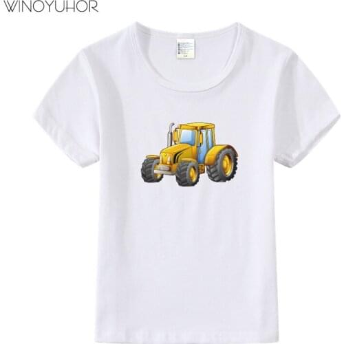Tractor Print T-shirt Children Girls Boys Short Sleeve O Neck T Shirt Casual Soft Clothing For Baby Kids 2020 New Summer