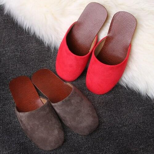 Classic Pig Skin Couples Spring Indoor Slippers Anti-Slip Genuine Leather Mens Casual Home Shoes Women Household Slippers