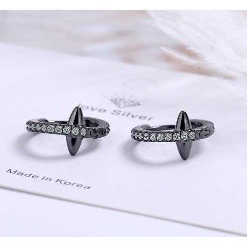 Rivet ear clips female inlaid zirconium black gold ear clips hip hop retro style metal earrings jewelry wholesale