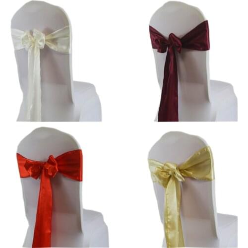 50pcs 15*275cm Satin Chair Sashes For Wedding Birthday Party Hotel Home Banquet Bow Tie Band Chairs Decoration Event Supplies