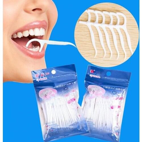 HOT 30Pcs Kids Elastic Dental Floss Stick Tooth Interdental Cleaner Tooth Clean Oral cleaning Care Disposable Floss Thread