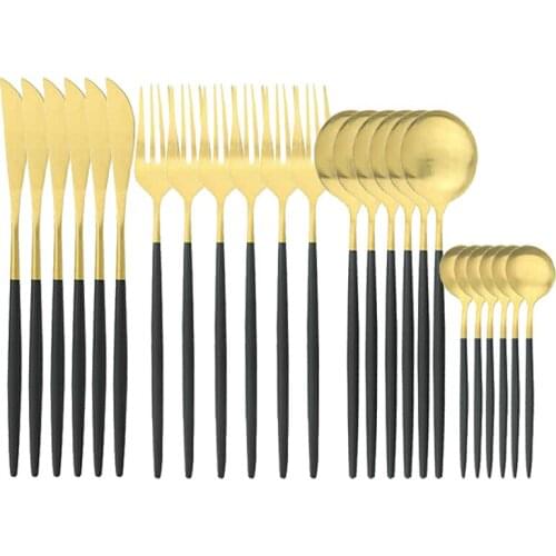 24 pieces stainless steel cutlery set matte Portugal cutlery portable cutlery steak cutlery set tableware