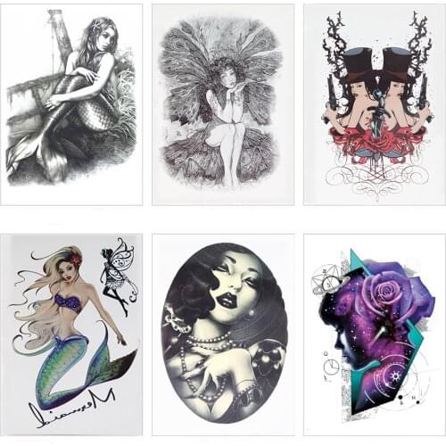 New Fashion Sexy Mermaid waterproof tattoo womens temporary tattoo 21x15cm