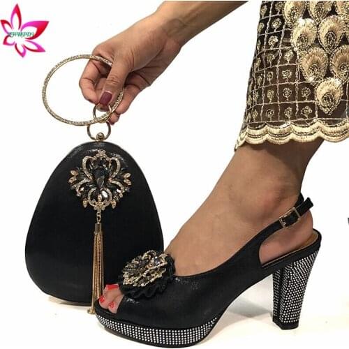 2020 New Arrivals Matching Shoes and Bag Set In Heels Matching Shoes and Bag Set for Italian Royal Party with Crystal For Weding