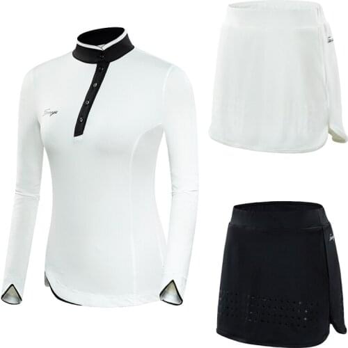 Golf Clothing Women Breathable Long-Sleeved T-Shirt Ladies Anti-Light Shorts Skirt Slimming Golf Suits Sportswear D0852
