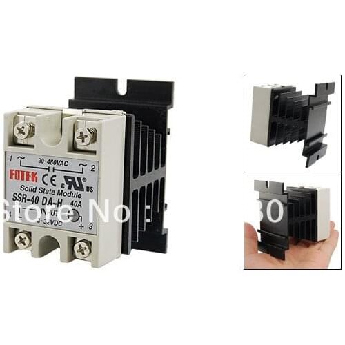 DC to AC Single Phase Solid State Relay SSR-40DA 40A 3-32V DC 90-480V AC + Heat Sink