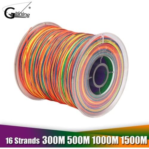 Braided Line 16 Strands PE Braid Multicolor Super Power Japan Multifilament PE Line 60LB-310LB 300M/500M/1000M/1500M