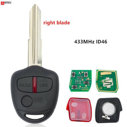 Keyecu Remote Key Fob 3 Button 433MHz ID46 Chip for Mitsubishi Lancer 2009-2014 FCC ID: G8D-576M-A MIT11R Right Blade