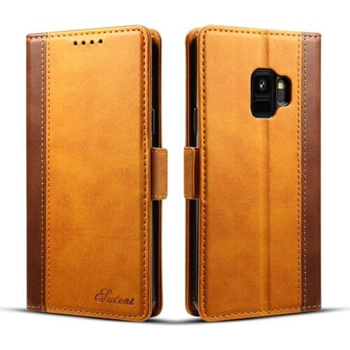 Luxury Leather Mixed Colors Flip Case for Samsung Galaxy S9 Plus Flip Card Slots Wallet Leather Case Holder Stand for Galaxy S9