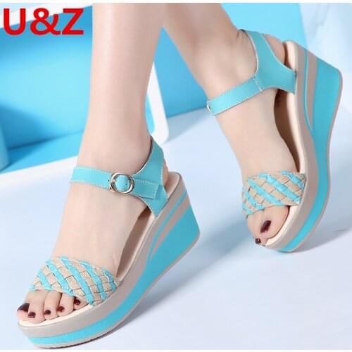 Beach shoes Summer new female sandals thick bottom sponge cake womens shoes students weave wedge Sandals women shoes
