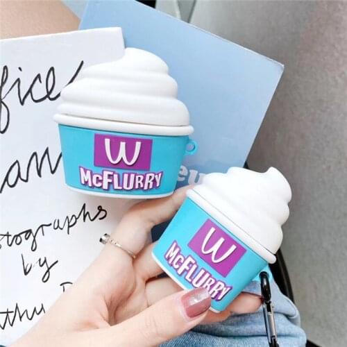 3D Funny McFlurry Ice Cream Silicone Protection Headphone Cover For Apple Airpods 1 2 Pro Shockproof Earphone Cases Accessories