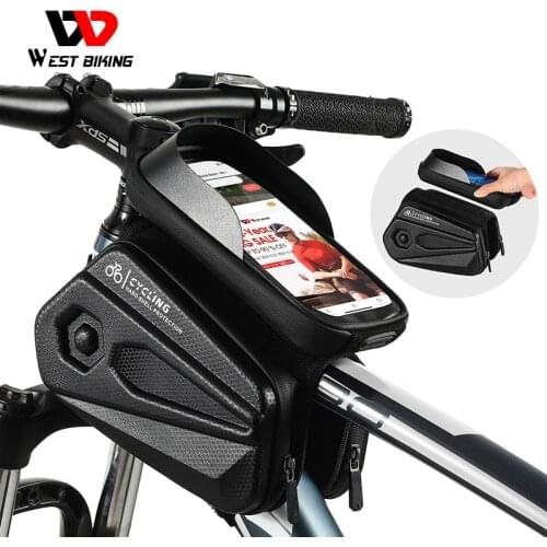 WEST BIKING Bicycle Front Frame Bag Cycling 3 In 1 For 6.5 In Phone Touch Screen Waterproof Top Tube Bag MTB Bike Accessories