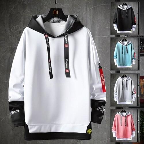 Mens Hoodies Men Patchwork Sweatshirt Male Harajuku Japanese Streetwear Hip Hop Oversized Hoodie Men