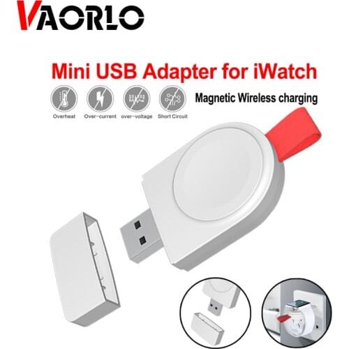 VAORLO Magnetic Wireless Charger For I Watch 4 3 2 1 USB Mini Adapter For Apple Watch IPhone Smart Watch Dock Portable Charger