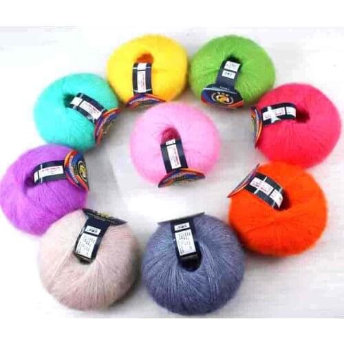 Knitted Thread HandCraft Bulky LUXURY Supersoft Crochet Yarn Fashion Knitting GLOSSY Mohair FLUFFY 25g coloured Wool