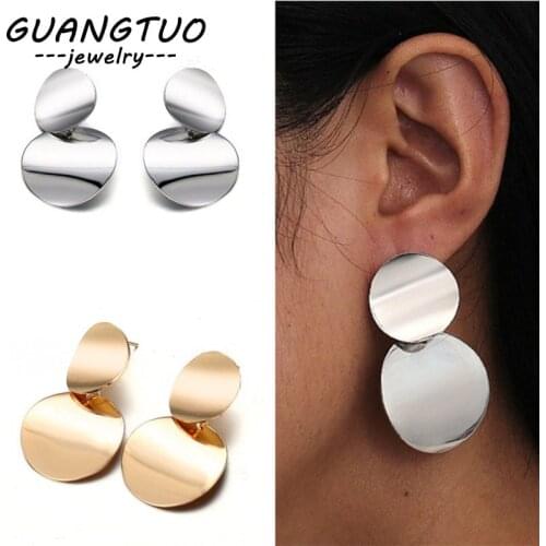Big Brand Geometric Round Glossy Face Drop Earrings For Women Girls Fashion Ear Jewelry Cute Dangle Brincos American European