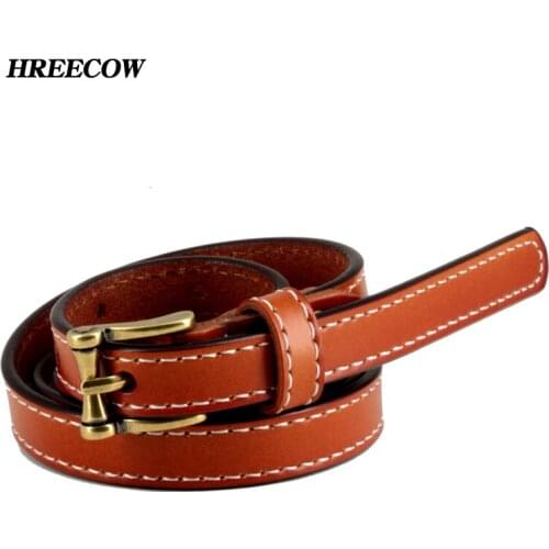 2017 Return to the ancients Pin Buckle Genuine Leather Belt For Women Female Cowskin Leather Belts A variety of color Thin belt