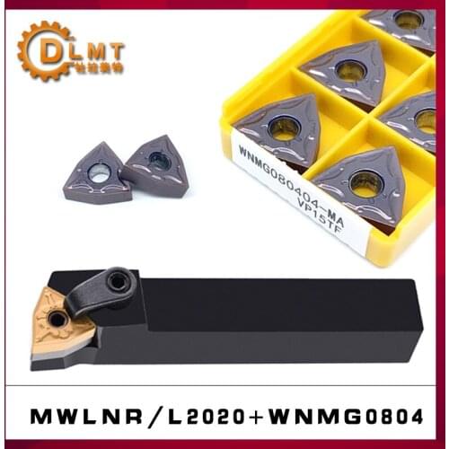 1pc Lathe tool holder MWLNR2020K08 MWLNL2020K08 +10pcs Carbide turning blade WNMG080404 WNMG080408 VP15TF UE6020 US735