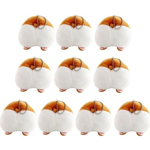 10cm 10pcs/lot cute Corgi Bottom plush Toys keychain dog bottom stuffed soft Doll Pendant Birthday gift for Kids