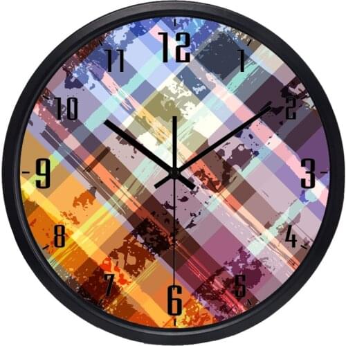 2 Styles Modern Colorful Lattice Cloth New Design Silent Wall clock, Living Room Shop Hotel Brief Decorate Clock