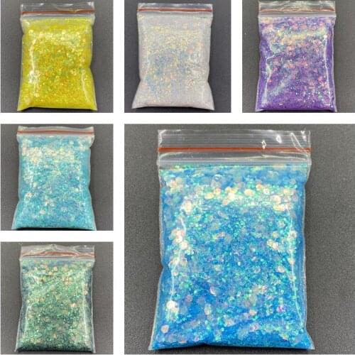 20g/bag Mermaid Glitter Flakes Sparkly 3D Hexagon Holographic UV Gel Varnish Nail Tips Glitter Powder DIY Nail Art Decoration