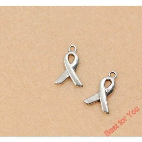 20PCS Antique Silver Tone Breast Cancer Ribbon Hope Charms Pendants Fashion Jewelry DIY Jewelry Making Handmade 14x10mm