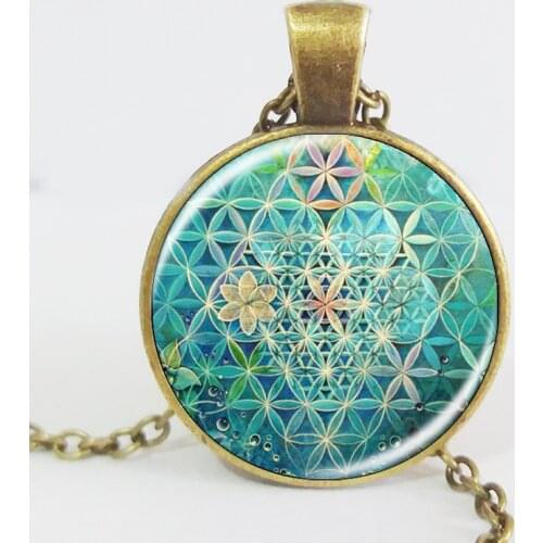 2017 Flower Of Life Art Photo zen Pendant Necklace charms Glass Cabochon Necklace Yoga Jewelry Lucky Amulet