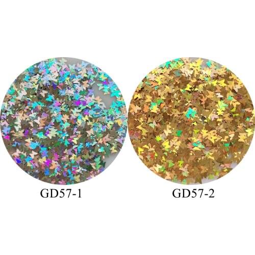 50g/bag 4*3MM Laser Gold and Silver Butterfly Glitter Nail art Glitter Pieces Nail art decoration GD57
