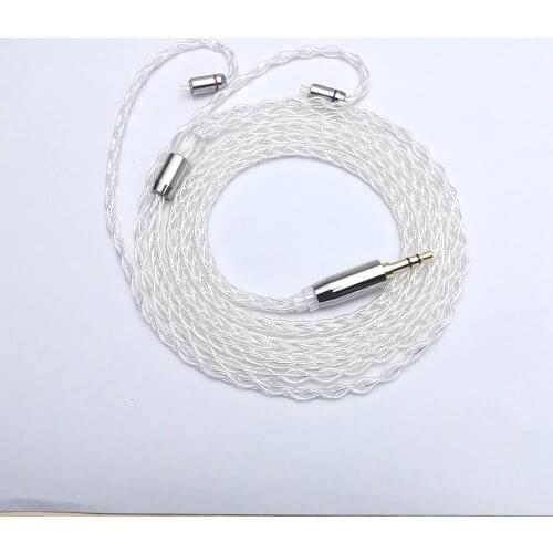 8 core Pure Silver earphone Upgrade Cable Balanced wire 2.5/3.5/4.4MM Plug With MMCX/2PIN/QDC/TFZ for TIN\TFZ Headsets