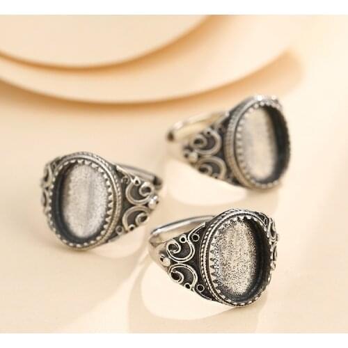 9.5*13mm 925 STERLING SILVER men women Semi Mount Bases Blanks base blank Pad ring Setting wedding jewelry findings diy A5885