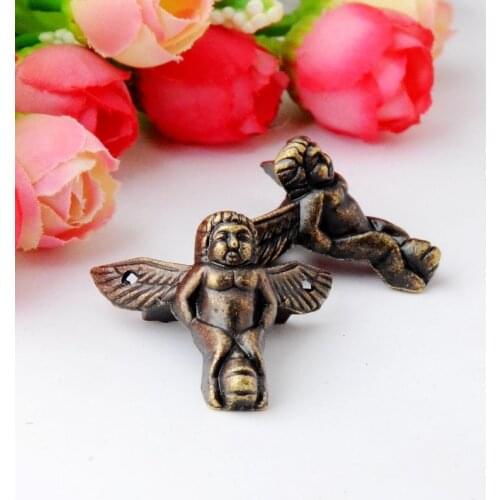 Free shipping 8Pcs Antique Bronze Jewelry Gift Box Wood Case Decorative Feet Leg Corner Protector 32x24mm J2833