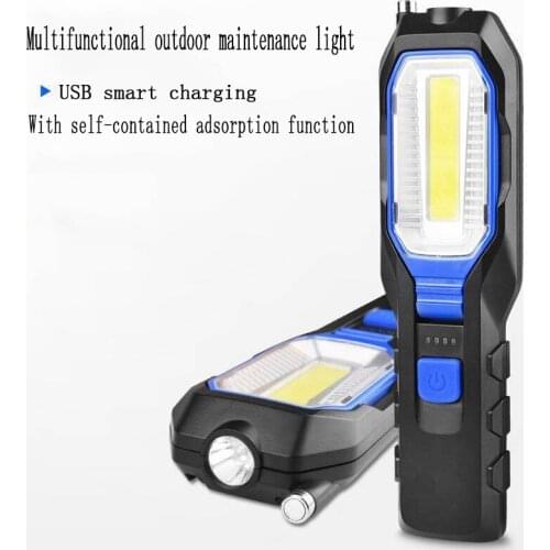 COB LED Work Light Car Repair Flashlight USB Rechargeable Emergency Work Light Portable Magnetic Flexible Lamp Torch 4 Modes