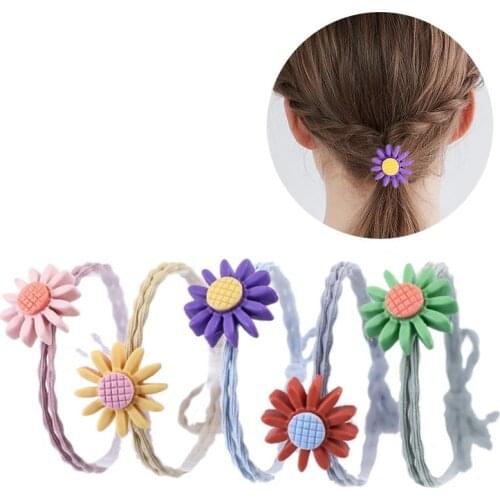 Coxeer 5Pcs/Set Hair Rope Flowers Fruit Decorative Elastic Cute Hair Tie Band Ponytail Holder For Girls Women Hair Accessories