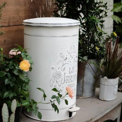 Rustic Retro Pedal Bin Waste Paper Basket Bins Trash Cans Vintage
