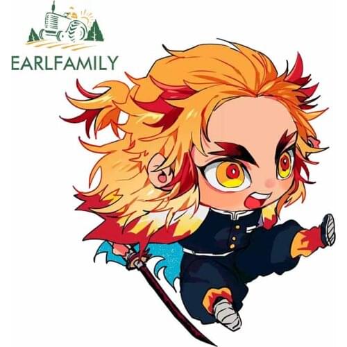 EARLFAMILY 13cm x 11.6cm for Demon Slayer Kyoujurou Vinyl Car Stickers Motorcycle Trunk Truck Bumper Window Decal Decoration
